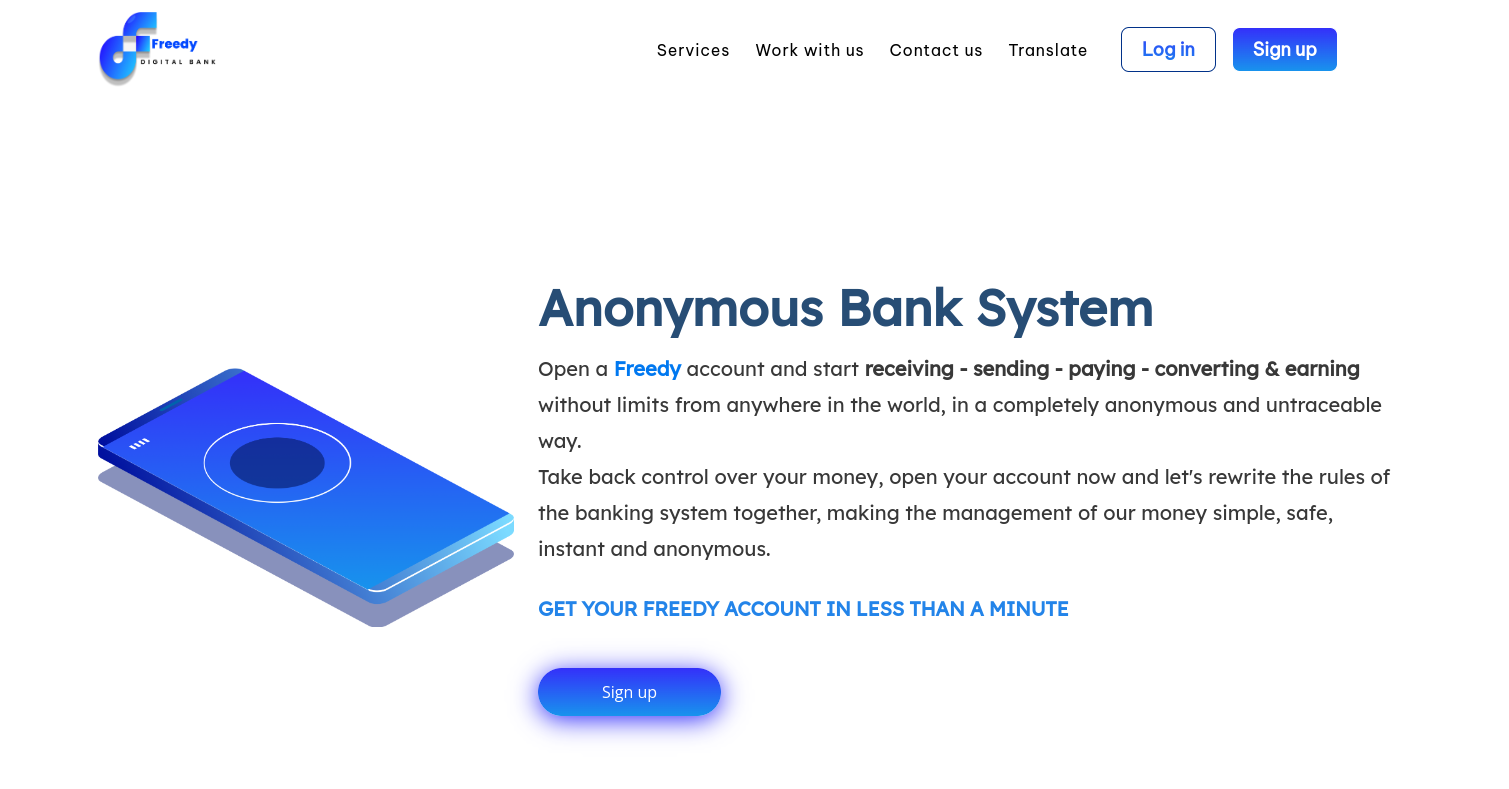 Freedy Digital Bank- The First Anonymous Bank